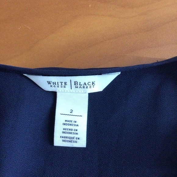 SALE White House Black Market Blue Bishop Sleeve V-Neck Dress Size 2 - Picture 6 of 11